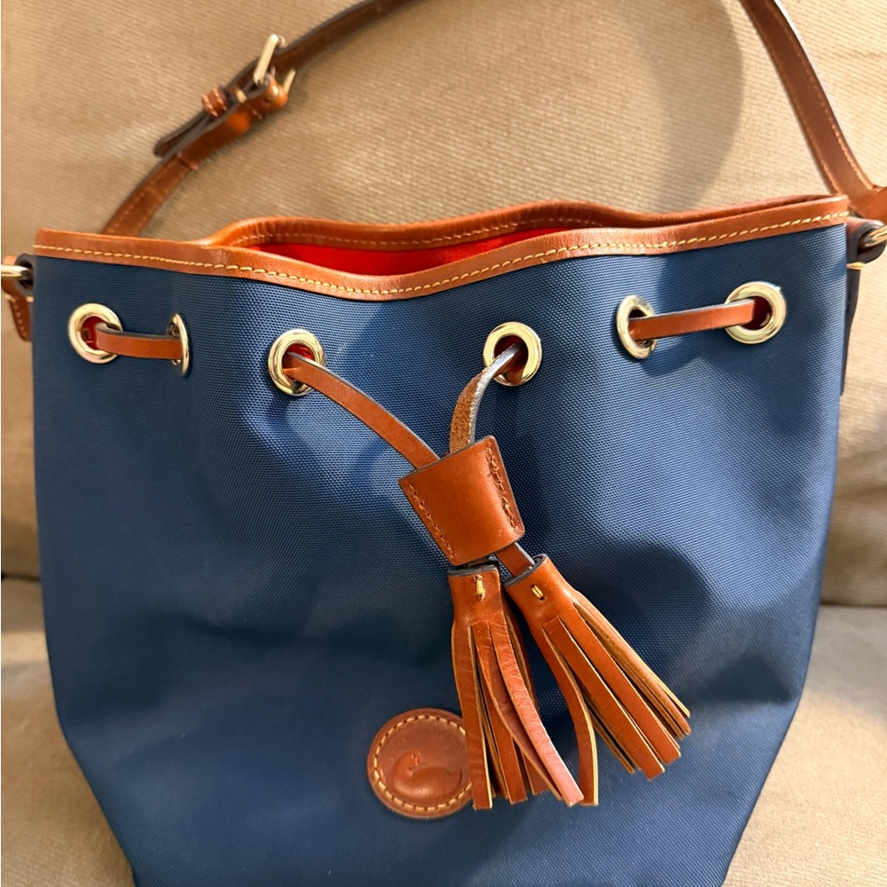 Dooney & Bourke Navy and Brown Tassel Crossbody Bag